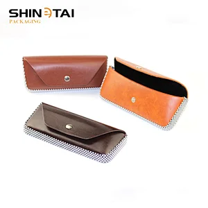 High Quality Pu Hand Made with Logo Sunglasses packing box and cases