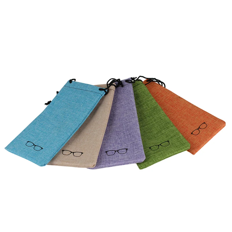 Linen Sunglasses Pouch Custom Print Bag Drawstring Bag
