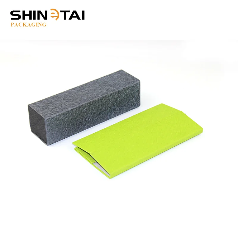 Wood Grain Folding Square Glasses Case Eyewear Case Opticlal Box Rectangle Handmade Case