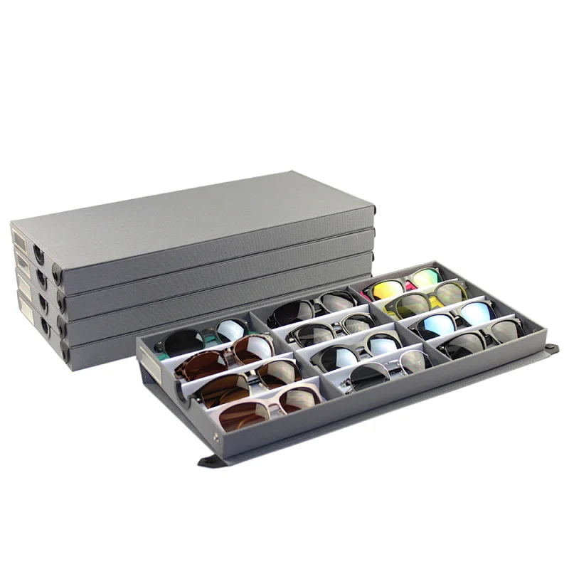 12 Places Eyeglasses Showcase Custom Made Grids Optical Tray Personalized Slots Cabinet Oxford Fabric Eyeglasses Display Tray