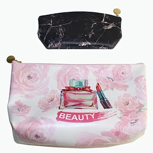 New Fashion Marbling Print Cosmetic Bag Pu Leather Make Up Box Case Custom Logo and Size