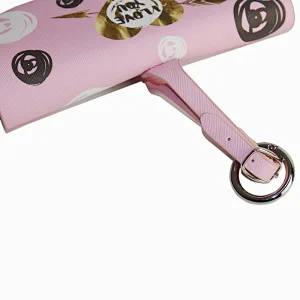 Printed PU Pink Glasses Case with Hanger for Sunglasses Reading Glasses