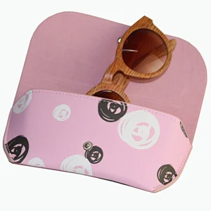 Printed PU Pink Glasses Case with Hanger for Sunglasses Reading Glasses