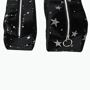 Star Printed Black Cosmetic Case with White Zipper