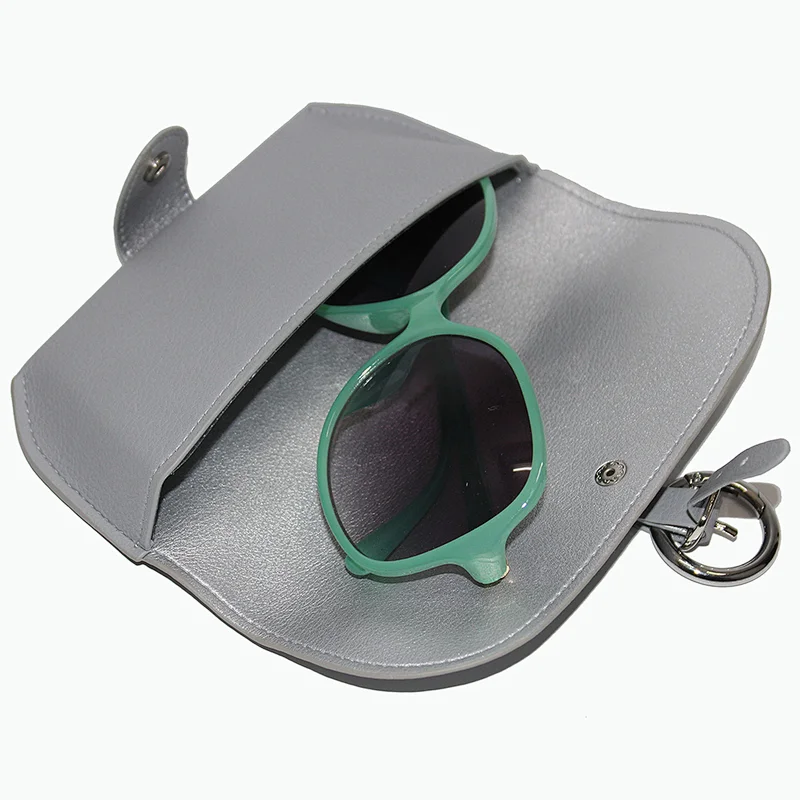 Soft Pu Leather Sunglasses Pouch with Loop Multifunctional Light Eyeglasses Clip Bag Case