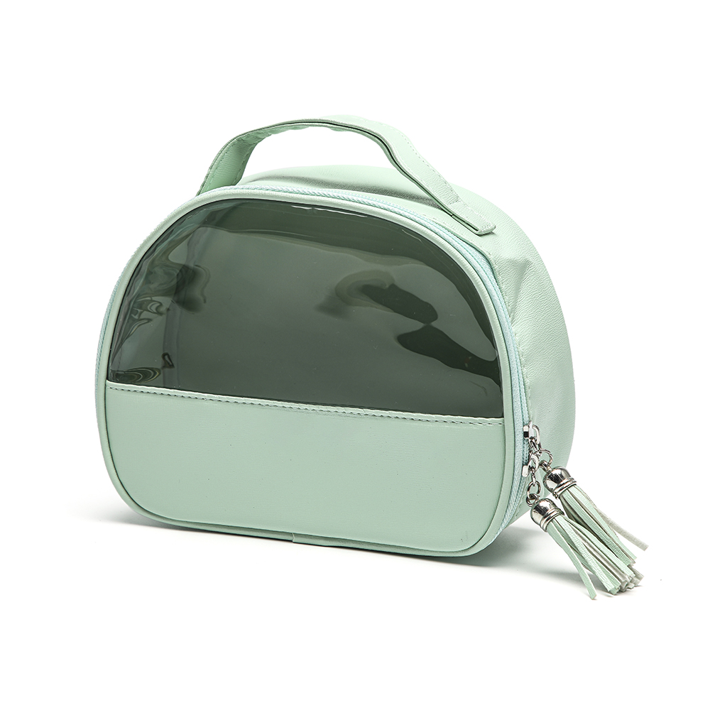 Mint green zipper cosmetic bag