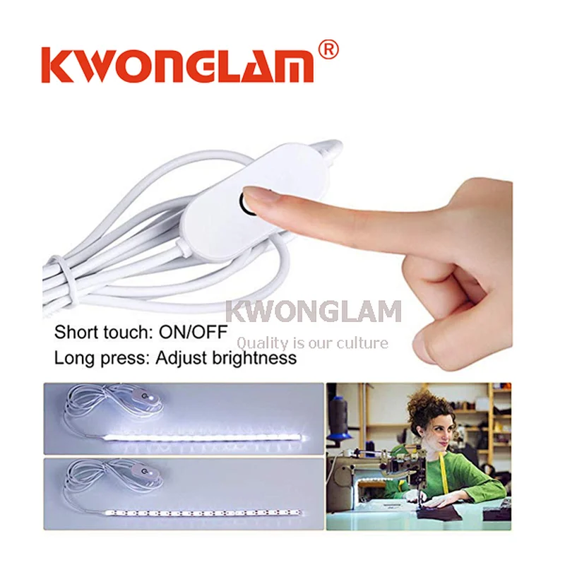 KWONGLAM Sewing Machine Light, LED Lighting Strip With Touch Dimmer and USB Power, Fits All Sewing Machines