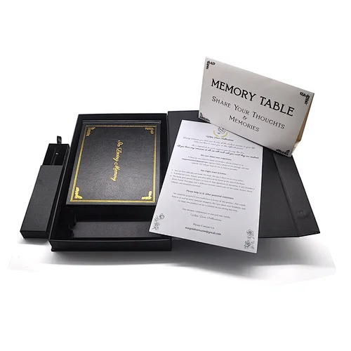 Free sample luxury wholesales good quality funeral guest memory Signed books in presentation box set with pen table card OEM ODM