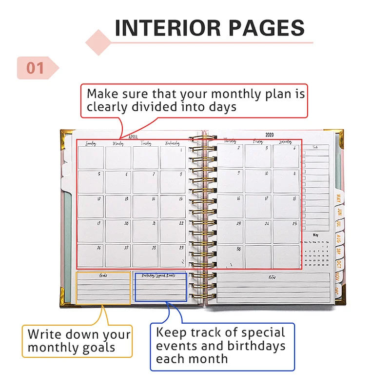 NEW Customized full-color printing with weekly/ monthly tab Planner Organizer Expense Tracker Notebook Journal Budget