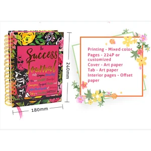 Free Sample Custom Journal Gold Spiral Planner Notebook  2021 Journal Book Printing Service
