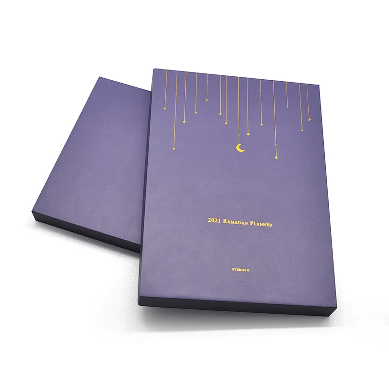 2021  stock  Jame Books Printing ramadan gift planner PU  agenda notebook With ribbon