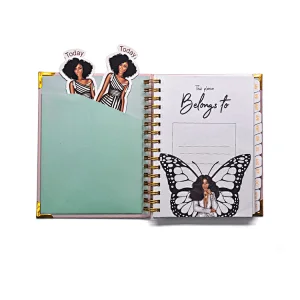Pink Customized Hard Cover  Spiral Binding 2021 Planner With Pocket Wood Free Paper 100 Sheets A5 Notebook