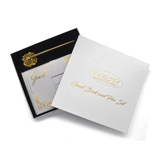 2021 China Factory Guest Book Customized Top Quality Hardcover Wedding Guest Book Printing Supplier with box