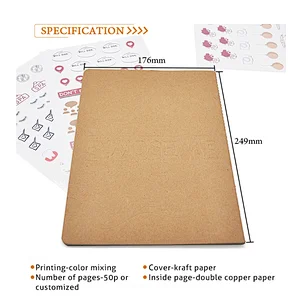 Free example custom a4 a5 a6 embossing craft journal craft paper cover sewing single line notebook for student Use