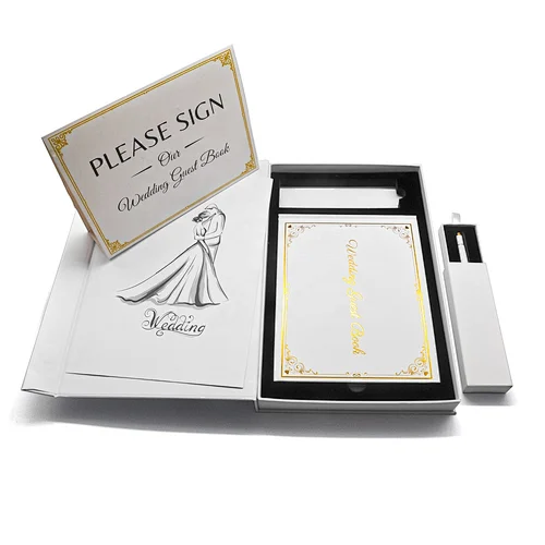 luxury wholesales good quality Weddding Agenda Planner books in persentation box table card Custom Notebook