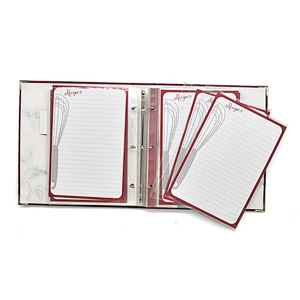 PU Leather Cover Recipe Binder 3 Hole Ring Binder Recipe Card Plastic Page Protectors  3 hole 2 pockets file folder product