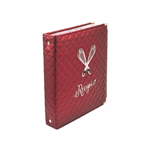 PU Leather Cover Recipe Binder 3 Hole Ring Binder Recipe Card Plastic Page Protectors  3 hole 2 pockets file folder product