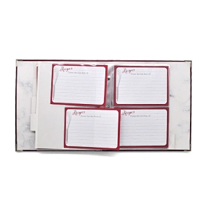 PU Leather Cover Recipe Binder 3 Hole Ring Binder Recipe Card Plastic Page Protectors  3 hole 2 pockets file folder product