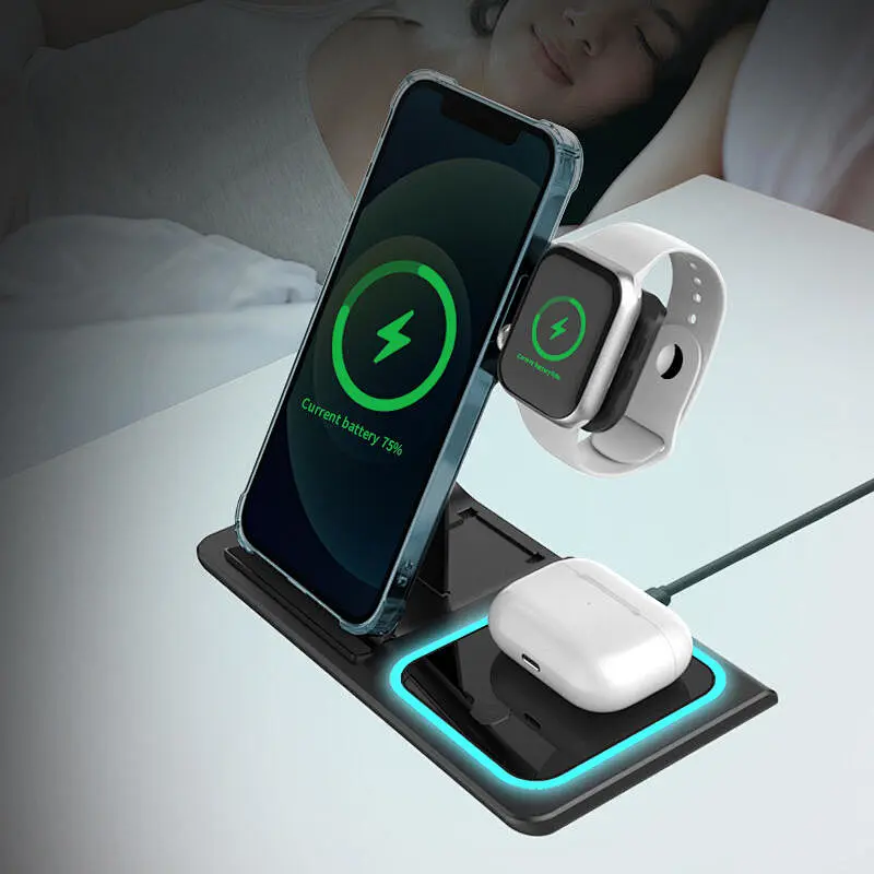 Foldable 3-in-1 Fast 15W Wireless Charger
