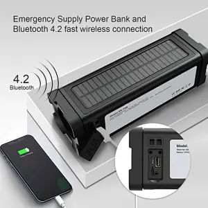 Блок питания на солнечной батарее 5000 мАч с динамиком Bluetooth 20 Вт, светодиодные фонари 27 шт.
