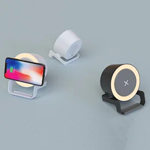 10W Fast Wireless Charger Phone Stand Bluetooth Speaker with Night Lamp