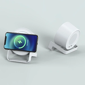 ナイトランプ付き10W高速ワイヤレス充電器電話スタンドBluetoothスピーカー