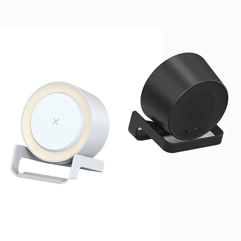 10W Fast Wireless Charger Phone Stand Bluetooth Speaker with Night Lamp