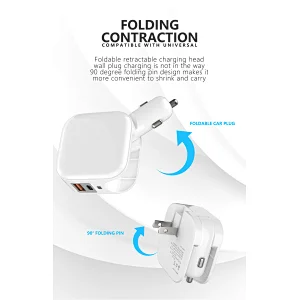 PD 20W Wall/Car Charger 2 in 1 with Dual USB