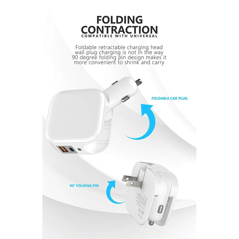 Cargador de pared / coche PD 20W 2 en 1 con doble USB