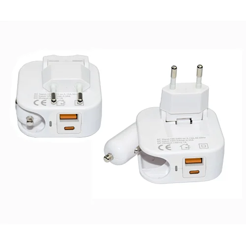 PD 20Wウォール/カーチャージャー2in 1、デュアルUSB