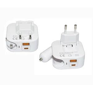 PD 20W Wall/Car Charger 2 in 1 with Dual USB