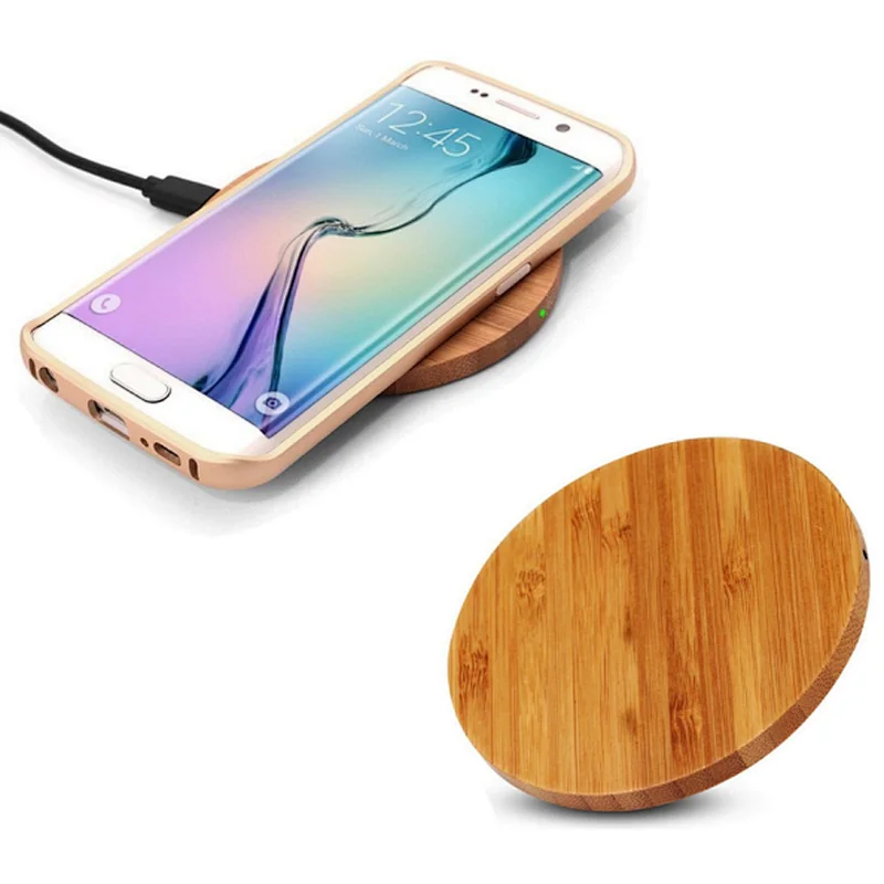 Round shape Bamboo 15W fast Charge Wireless charger Pad