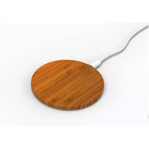 Round shape Bamboo 15W fast Charge Wireless charger Pad