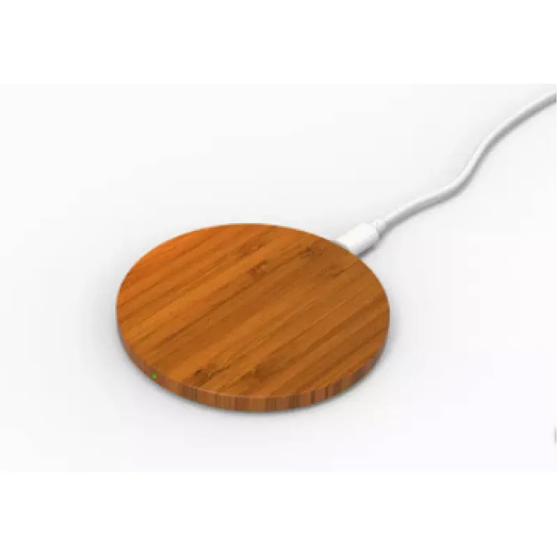 Pad de chargeur sans fil à charge rapide en bambou de forme ronde 15W