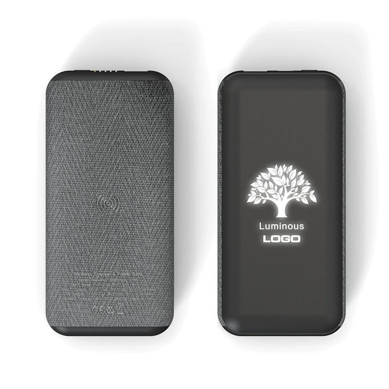 Banco inalámbrico del poder del cargador de la PU del lino de PD/QC 22.5W 10000Mah con el logotipo de Light Up