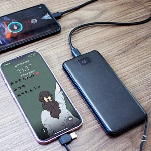 Ultra-thin 10000mAh Power Bank with Integrated cable