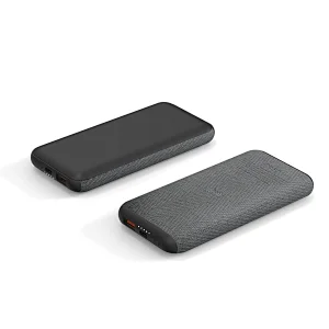 PD/QC 22.5W 10000Mah Linen PU Wireless Charger Power Bank With Light Up Logo
