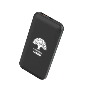 PD/QC 22.5W 10000Mah Linen PU Wireless Charger Power Bank With Light Up Logo