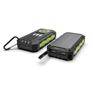 New Rugged Wireless Charging Solar Power Bank 24000mAh with Integrated Cables