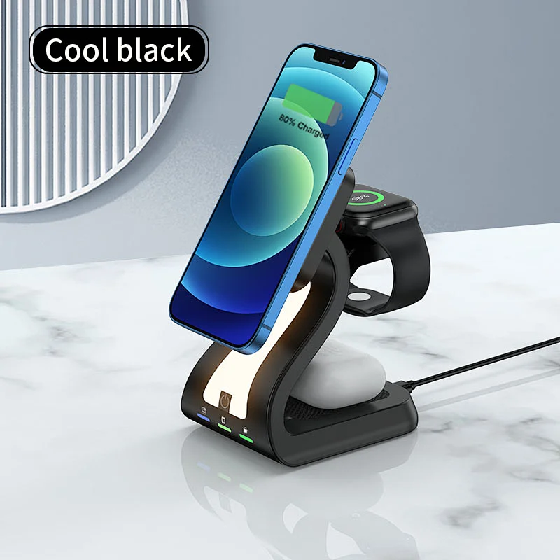 Magnetic 3 in 1 Wireless Charger with Night Light