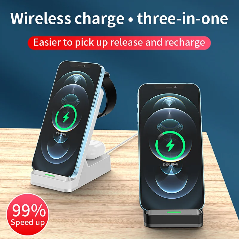 Portable 3-in-1 Fast 15W Wireless Charging stand