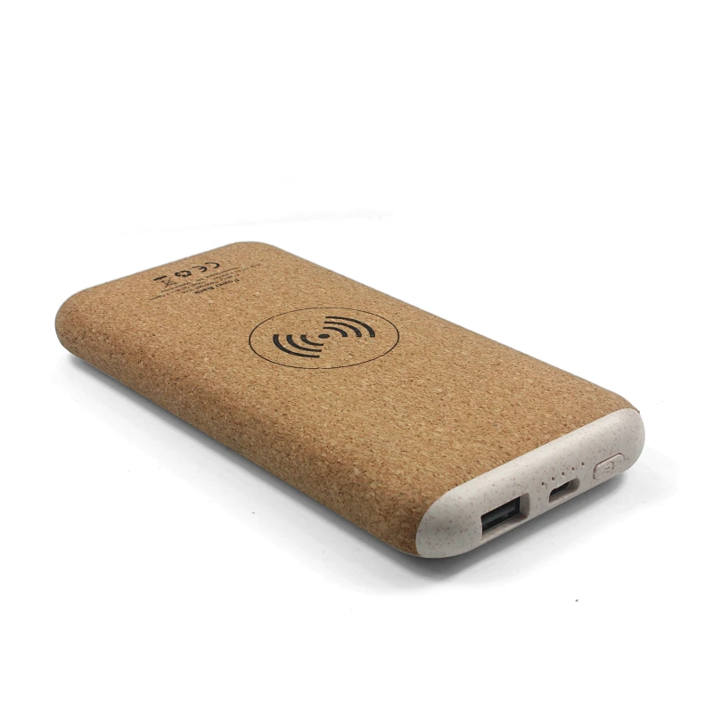 Paille de blé écologique PD / QC 22.5W 10000Mah Linen PU Chargeur sans fil Banque de puissance avec logo lumineux