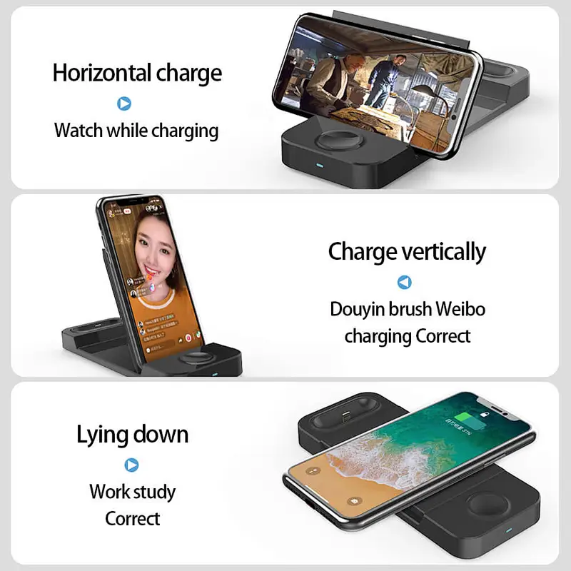 Foldable Fast 15W 3-in-1 Wireless Charging Pad