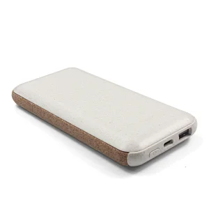 環境にやさしい麦わらPD/QC22.5W10000MahリネンPUワイヤレス充電器パワーバンクライトアップロゴ付き