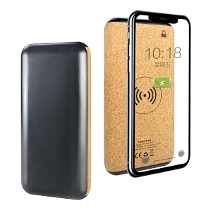 Paille de blé écologique PD / QC 22.5W 10000Mah Linen PU Chargeur sans fil Banque de puissance avec logo lumineux
