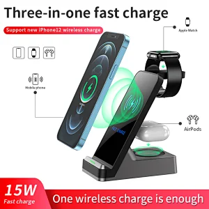 Portable 3-in-1 Fast 15W Wireless Charging stand
