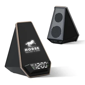 Alarm Clock Bluetooth Speaker 15W Wireless Charging Stand with Luminous Logo