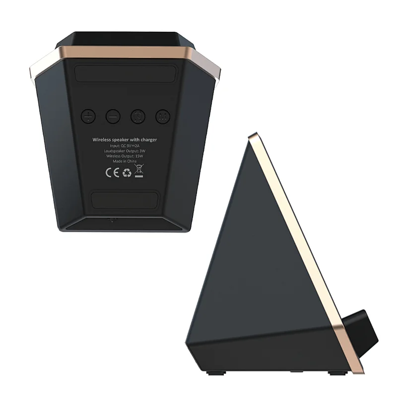 Alarm Clock Bluetooth Speaker 15W Wireless Charging Stand with Luminous Logo
