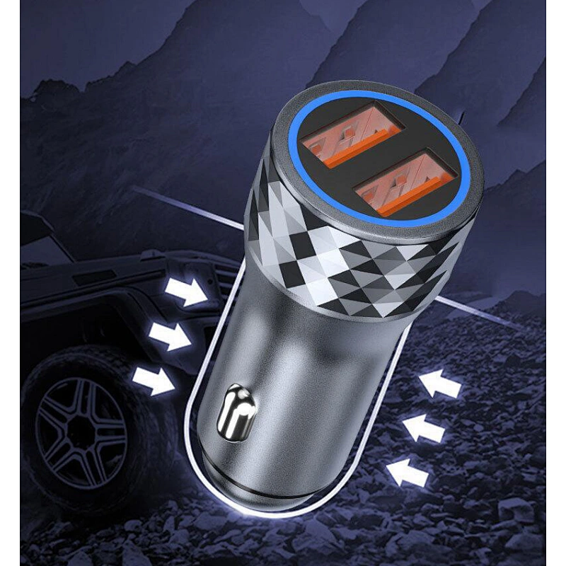 Chargeur de voiture rapide en métal QC3.0 36W à double port