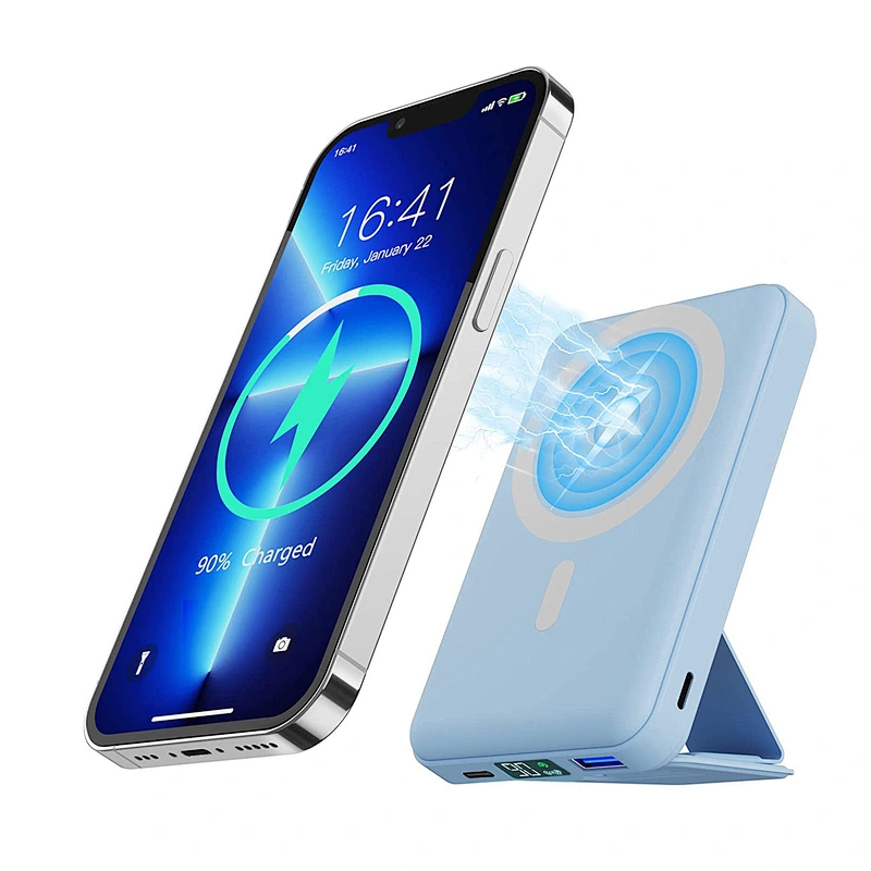 Portable Power 10000mah MagSafe Power Bank Fast Charger Magnetic Wireless  Charging Aluminum Alloy Ultra-Thin, Blue 